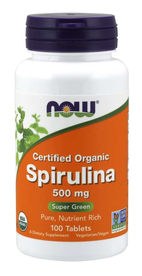 Now® Foods NOW Spirulina Organic, 500 mg, 100 tablet Obrázek