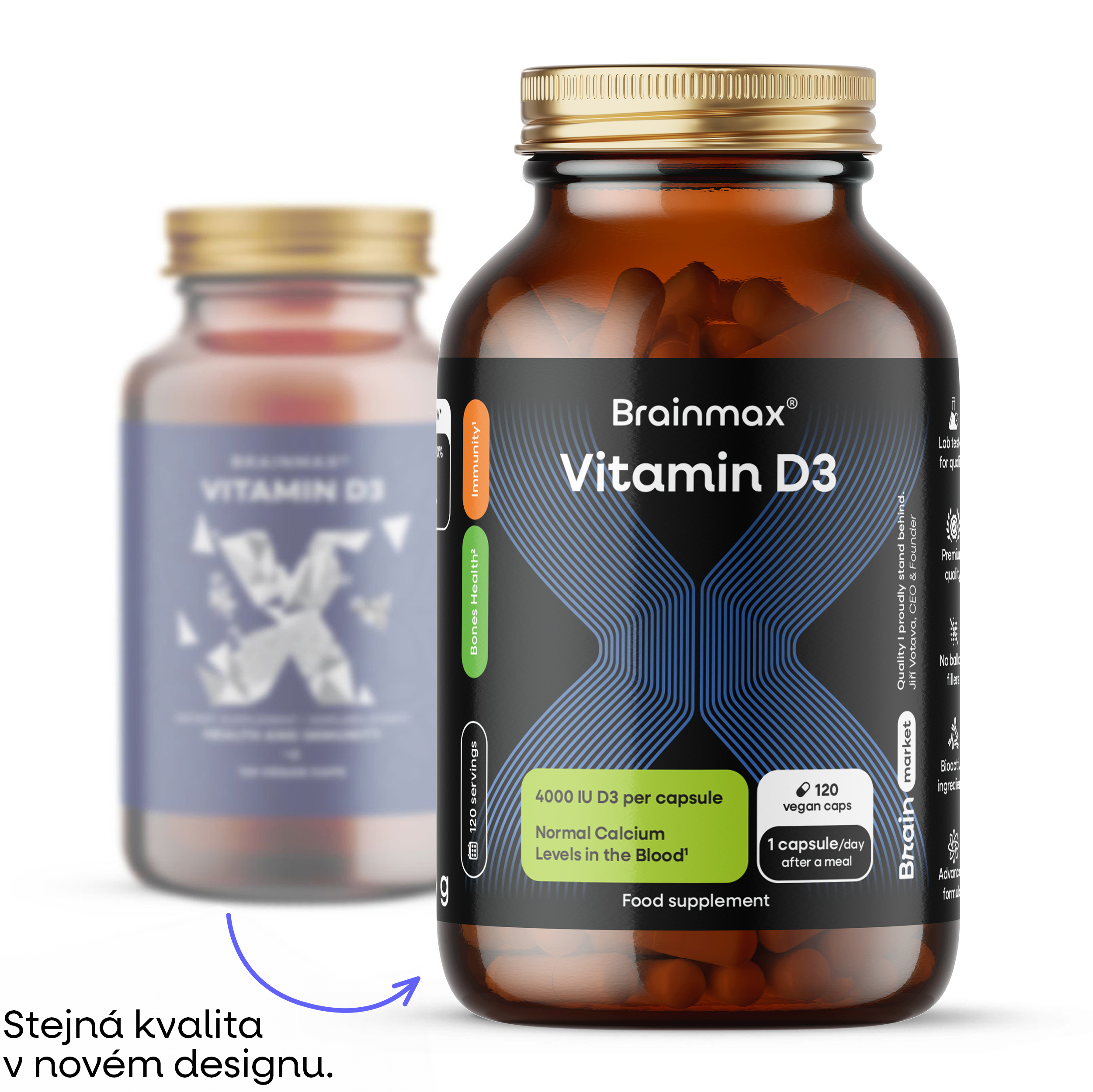 BrainMax Vitamin D3, 5000 IU, 120 rostlinných kapslí Obrázek