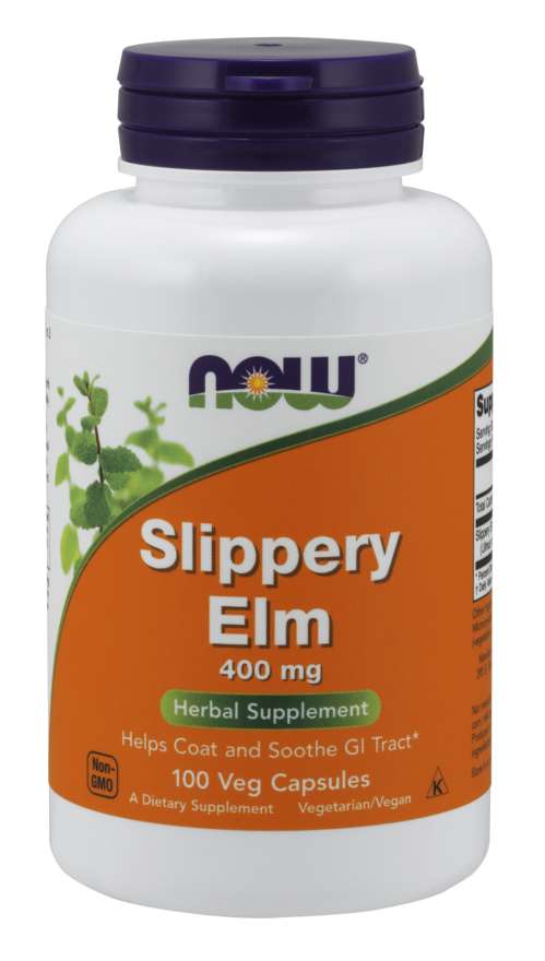 Now® Foods NOW Slippery Elm (Jilm červený), 400 mg, 100 rostlinných kapslí Obrázek