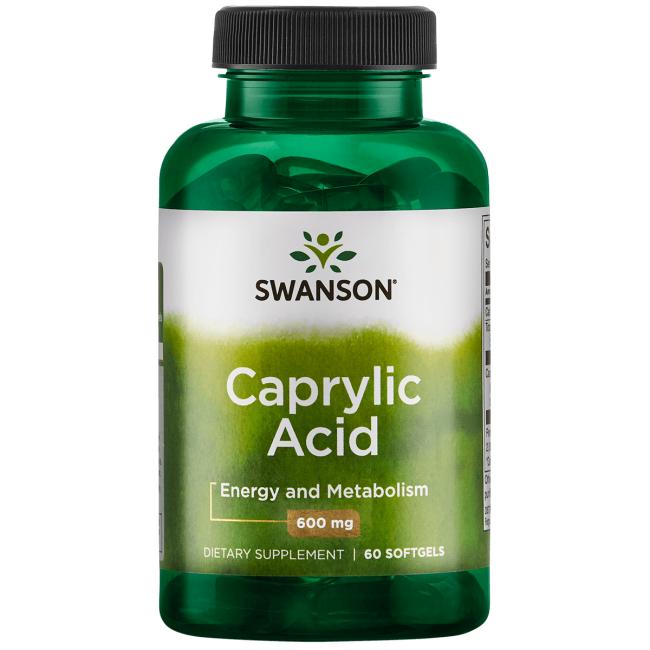 Swanson Caprylic Acid (Kyselina kaprylová), 600 mg, 60 kapslí Obrázek