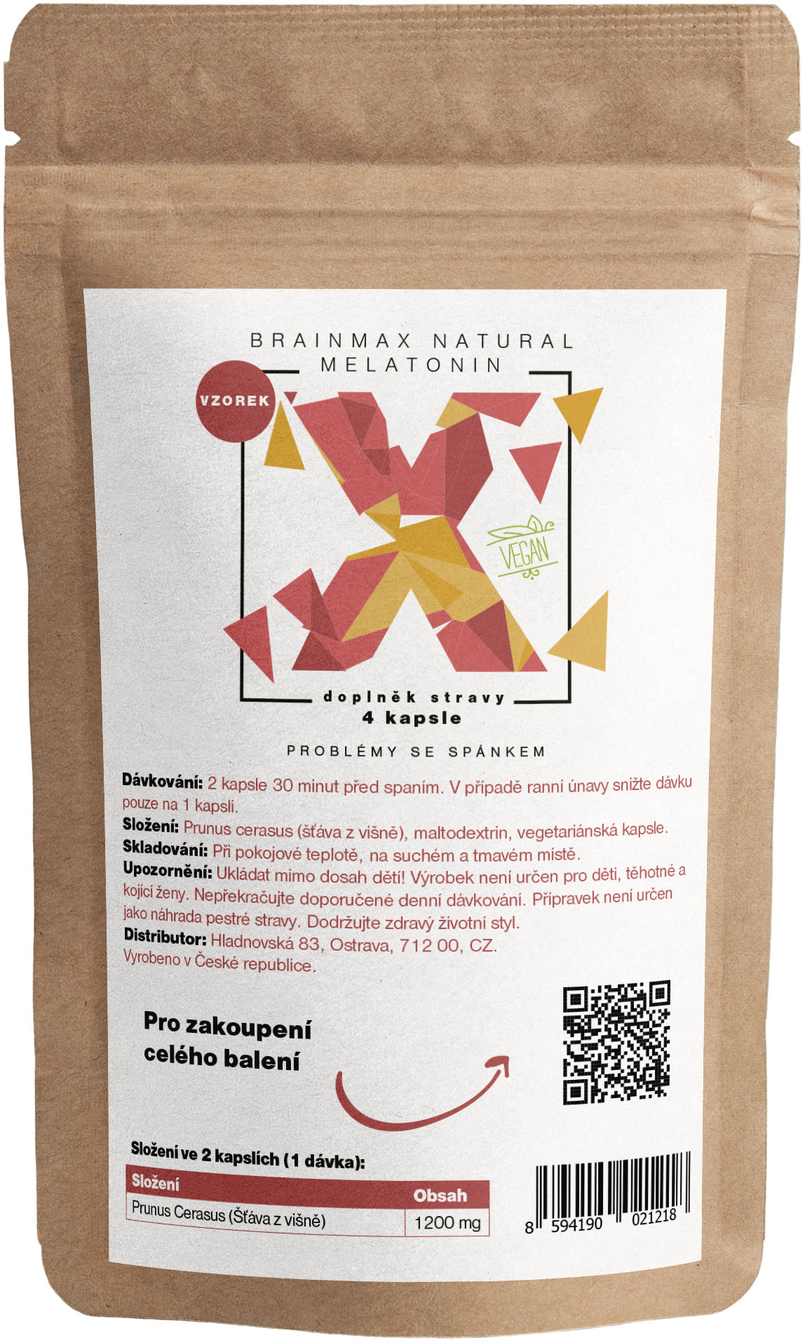 BrainMax Natural Melatonin vzorek Obrázek