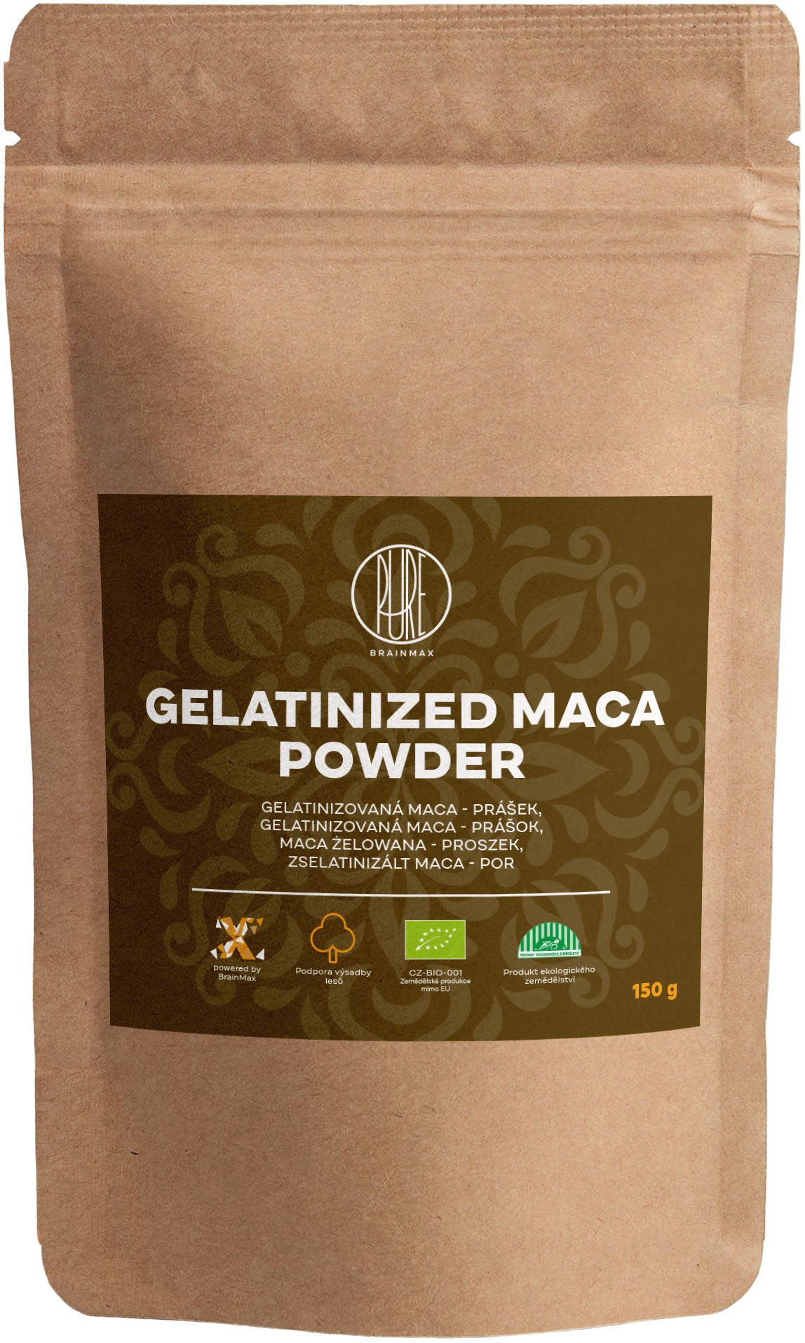 BrainMax Pure Maca želatinovaná BIO prášek, 150 g Obrázek