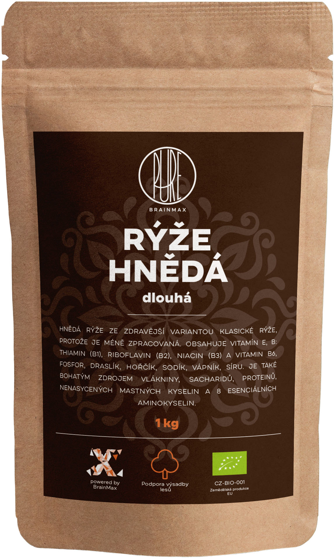 BrainMax Pure Rýže, hnědá, dlouhá BIO, 1kg Obrázek