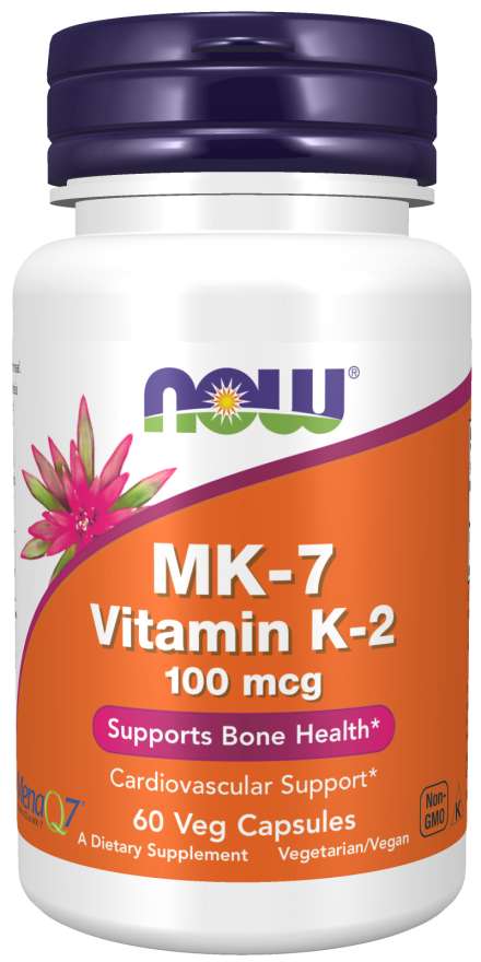 Now® Foods NOW MK-7 Vitamin K2, 100 mcg, 60 rostlinných kapslí Obrázek