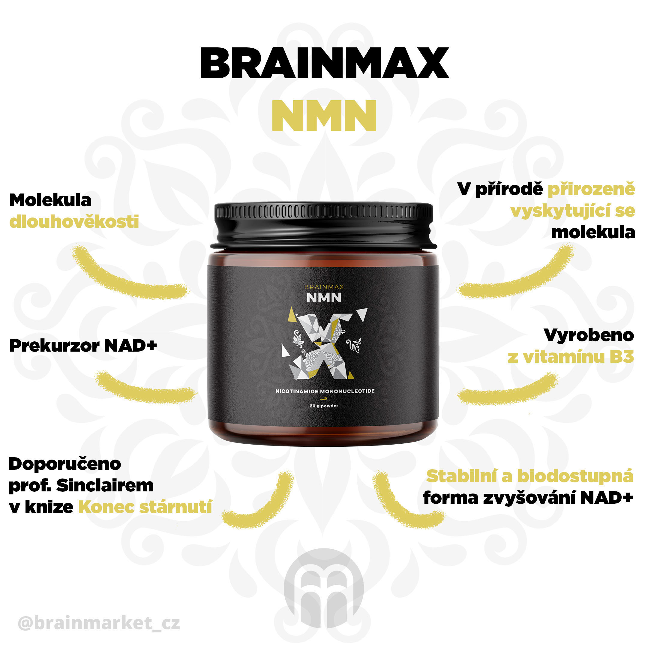 BrainMax eNeMeN, nikotinamid mononukleotid, 20g Obrázek