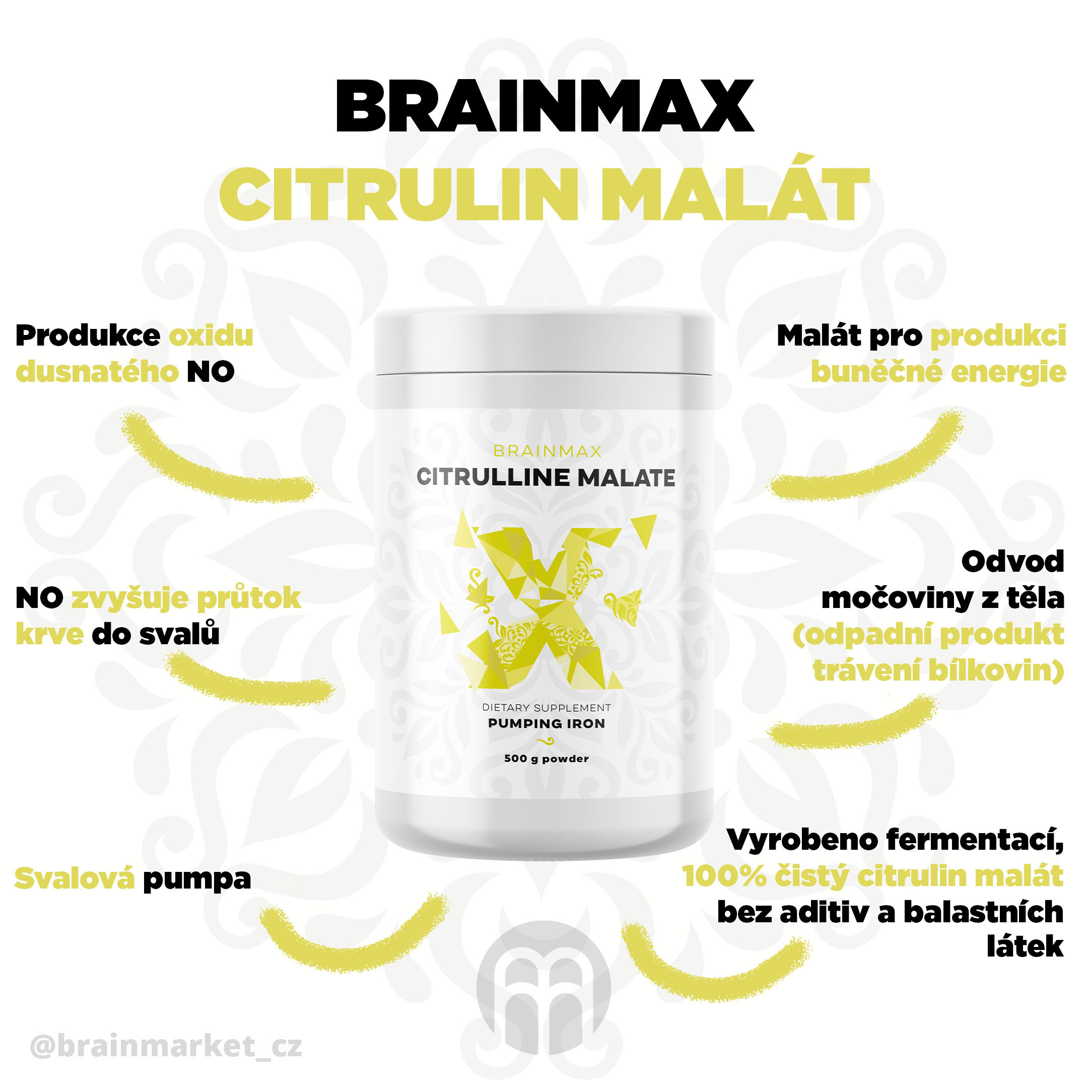 BrainMax Citrulline Malate, Citrulin Malát, 500 g Obrázek