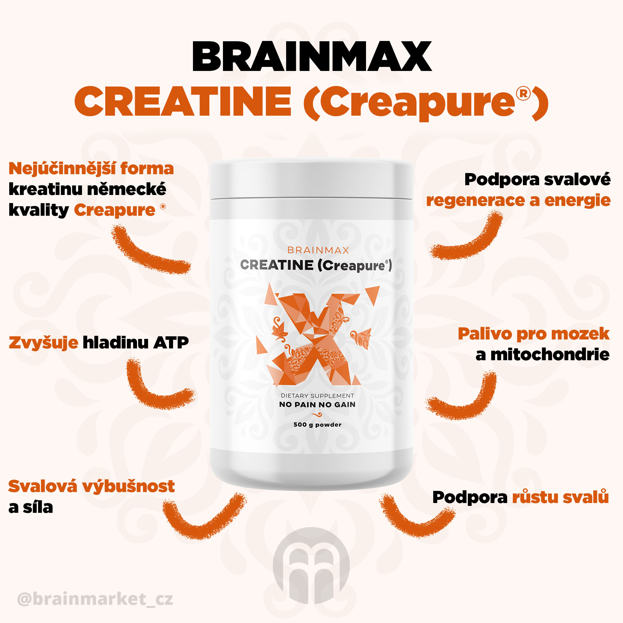 BrainMax Creatine (Creapure®), Kreatin monohydrát, 500 g Obrázek
