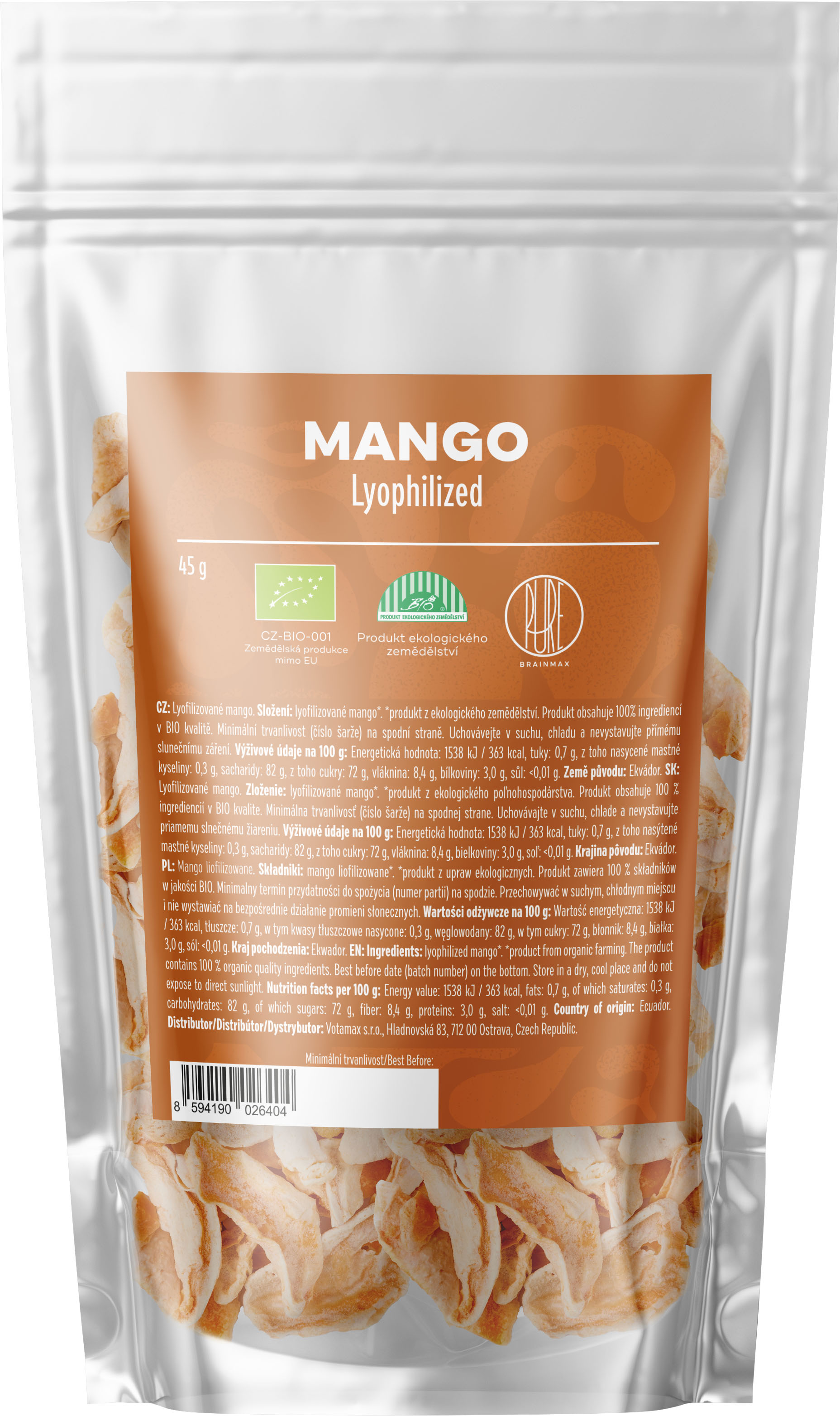 BrainMax Pure Lyofilizované mango, BIO, 45 g Obrázek