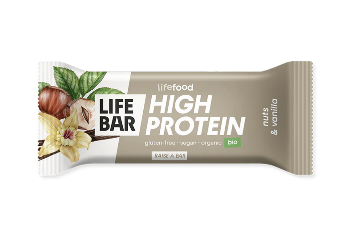 LifeFood - TyčinkaLifebar Protein tyčinka oříšková s vanilkou, BIO, 47 g Obrázek