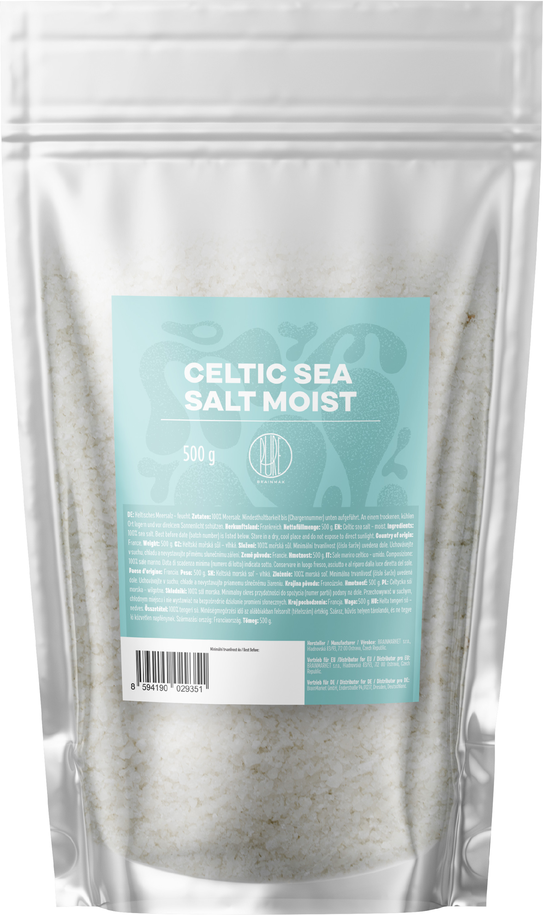BrainMax Pure Keltská mořská sůl, vlhká, 500 g Obrázek