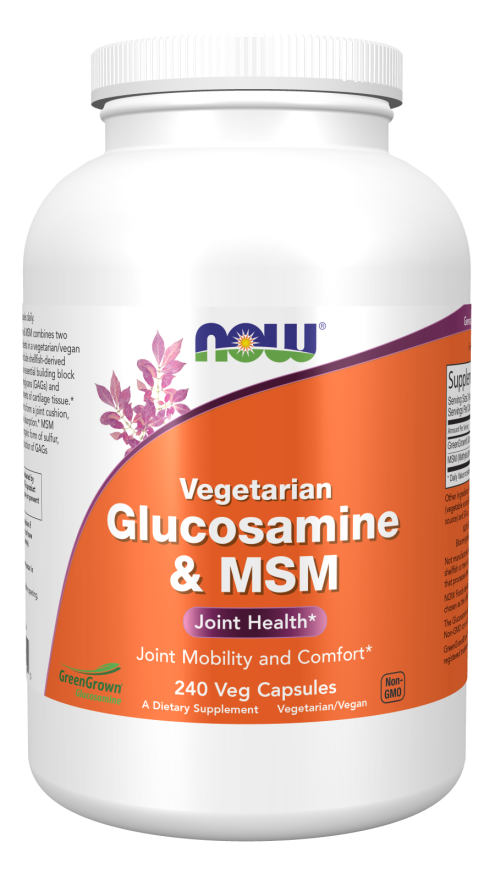 Now® Foods NOW Glucosamine & MSM Vegetarian (vegetariánský glukosamin a MSM), 240 rostlinných kapslí Obrázek