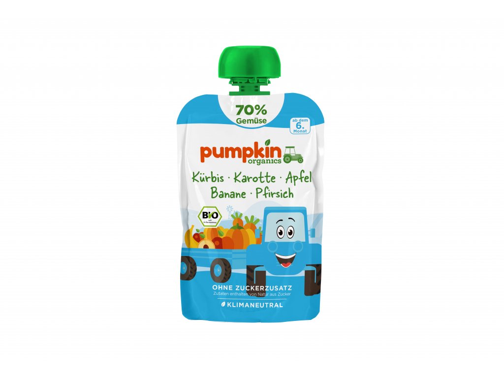 Pumpkin Organics - Zeleninové pyré z dýně mrkve s jablkem, banánem a broskví BIO, 100 g Obrázek