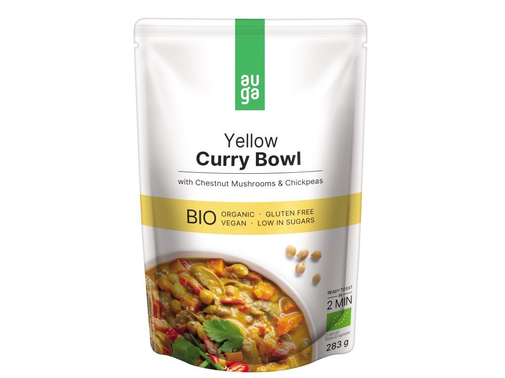 AUGA Bio Yellow Curry Bowl se žlutým kari kořením, houbami a cizrnou, 283g Obrázek