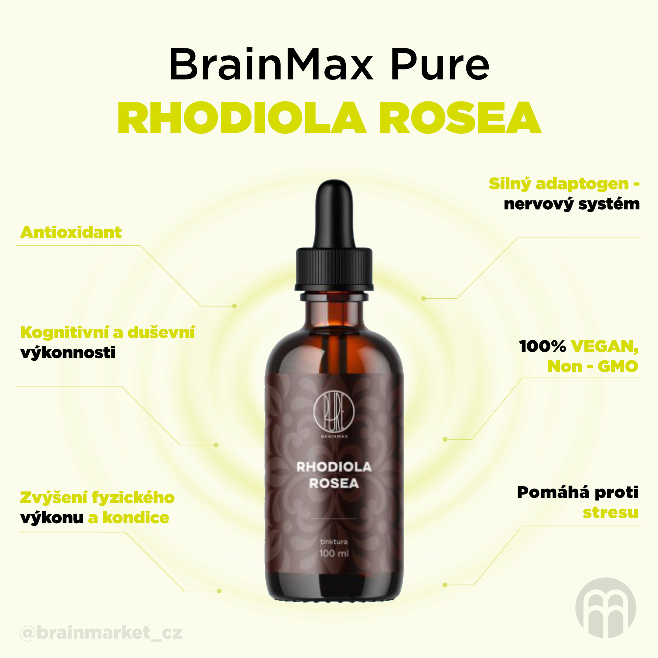 BrainMax Pure Rhodiola Rosea, tinktura 1:3, 100 ml Obrázek