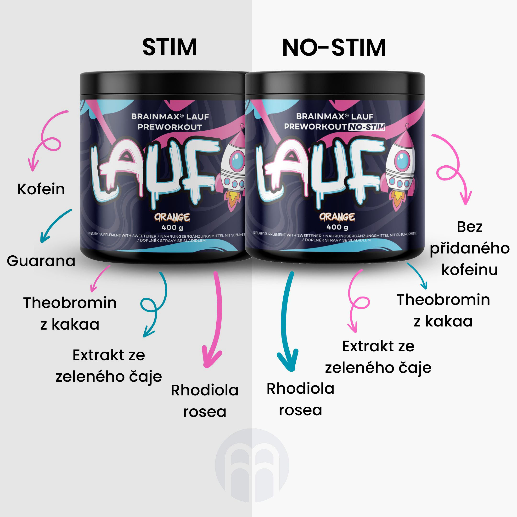 BrainMax Lauf Preworkout, Předtréninkovka pro podporu výkonu, červený pomeranč, 400 g Obrázek
