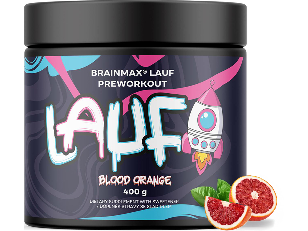 BrainMax Lauf Preworkout, Předtréninkovka pro podporu výkonu, červený pomeranč, 400 g Obrázek