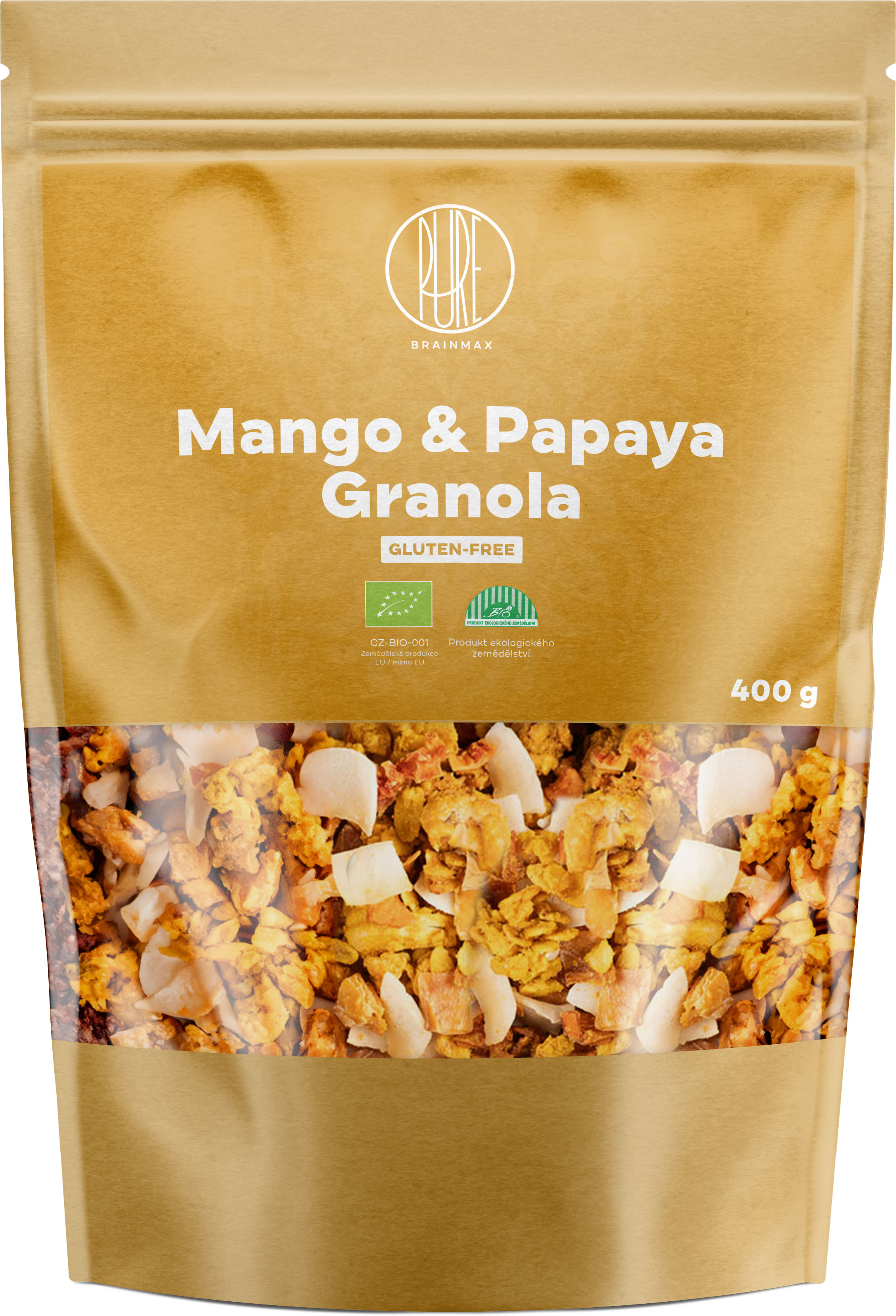 BrainMax Pure Mango & Papaya Granola BIO, 400 g Obrázek