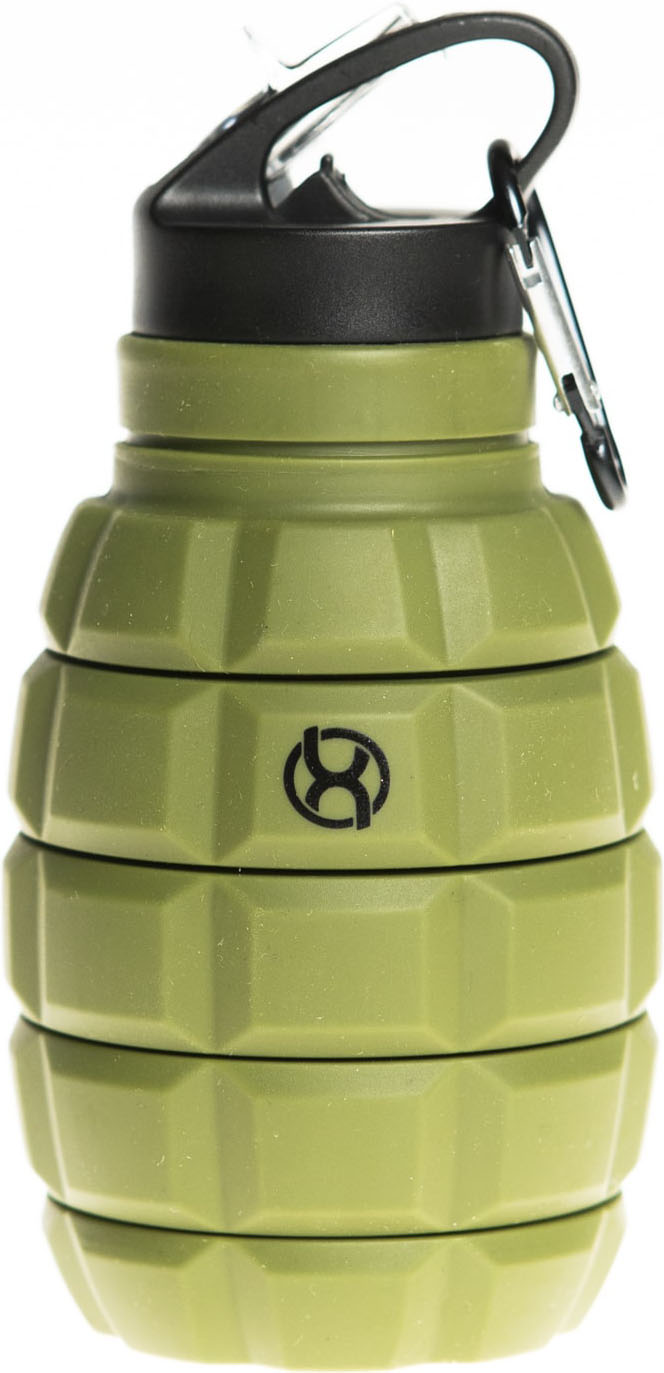 BrainMax Grenade bottle, skládací silikonová lahev na vodu, 580 ml Barva: Zářivě zelená Obrázek
