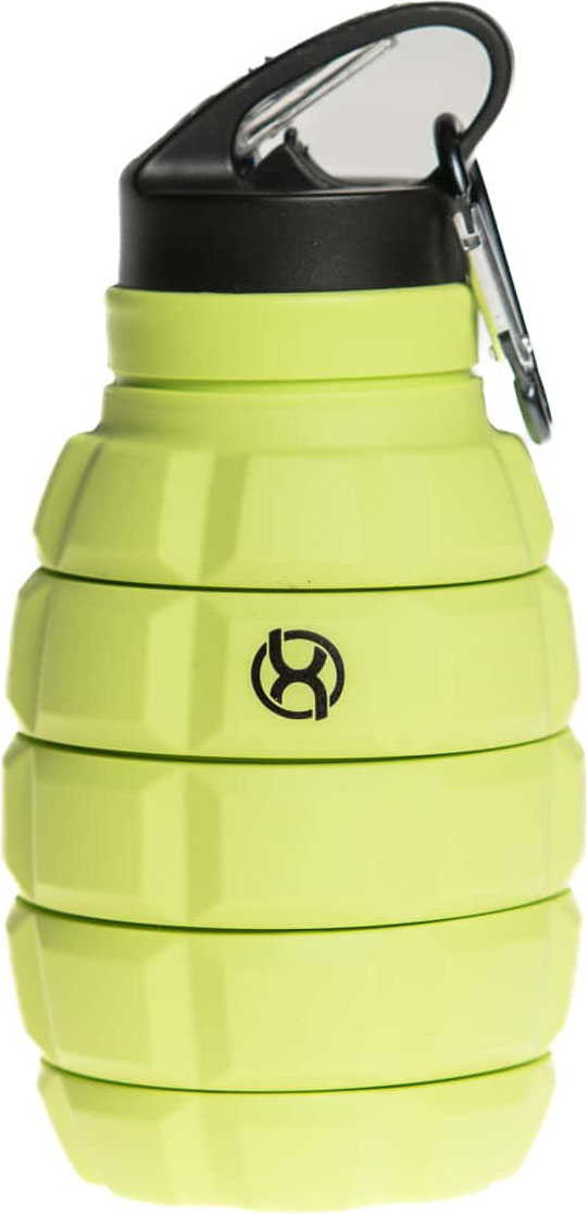 BrainMax Grenade bottle, skládací silikonová lahev na vodu, 580 ml Barva: Zářivě zelená Obrázek