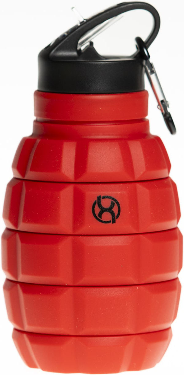 BrainMax Grenade bottle, skládací silikonová lahev na vodu, 580 ml Barva: Zářivě zelená Obrázek