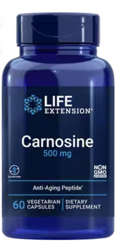 Life Extension Carnosine, karnosin, 500 mg, 60 rostlinných kapslí Obrázek