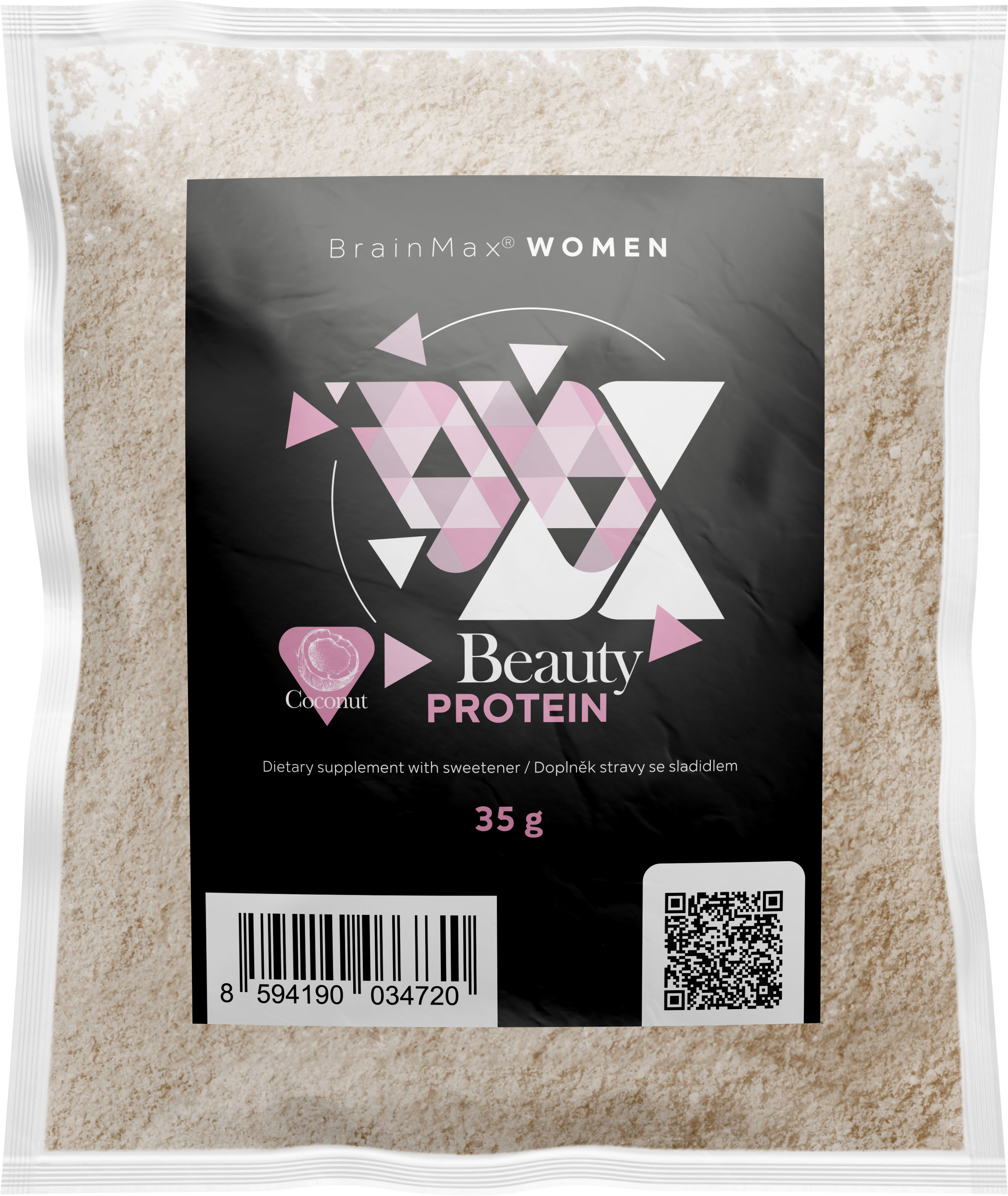 BrainMax Women Beauty Protein, protein pro ženy s kolagenem, keratinem a vitamíny, 35 g, 1 dávka Příchuť: Kokos Obrázek