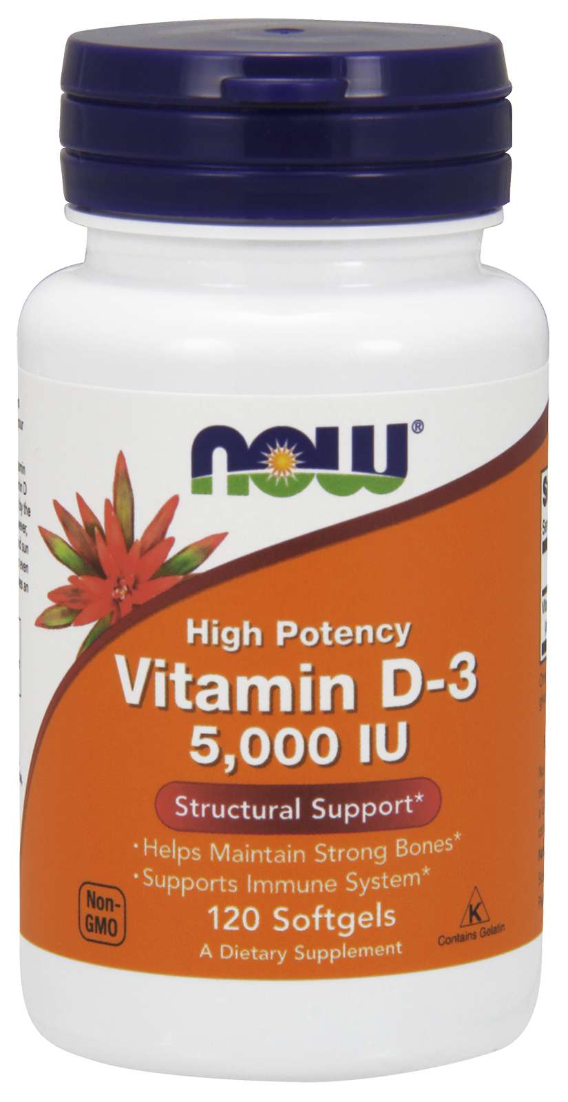 Now® Foods NOW Vitamin D3, 5000 IU, 120 softgel kapslí Obrázek