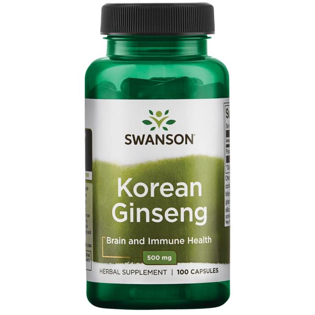 Swanson Korean Ginseng (korejský ženšen), 500 mg 100 kapslí Obrázek