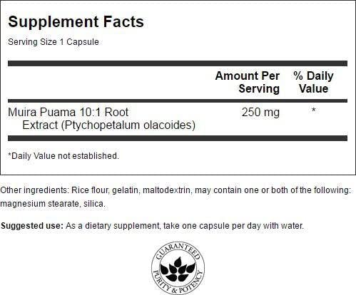 Swanson Muira Puama (extrakt 10:1), 250 mg, 60 kapslí Obrázek