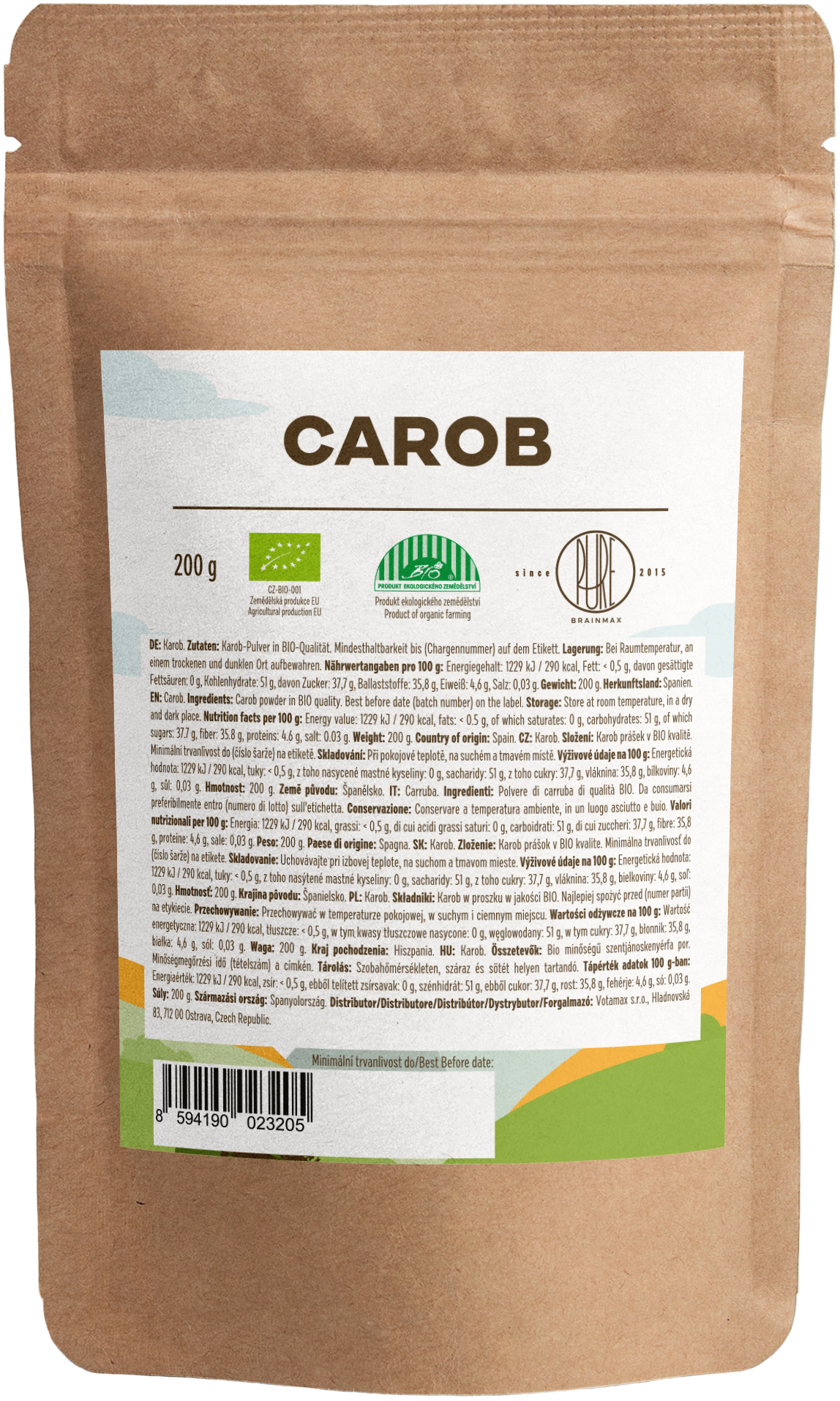 BrainMax Pure Carob (Karob) BIO, 200 g Obrázek