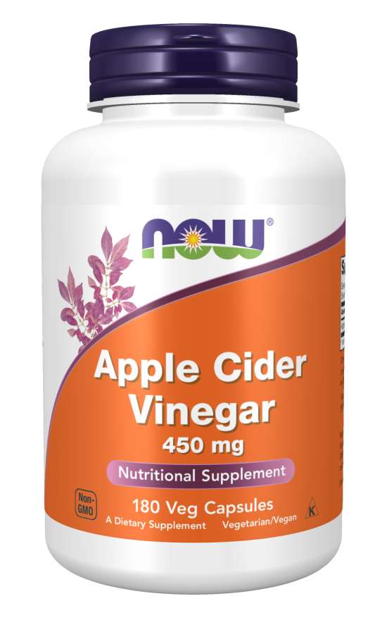 Now® Foods NOW Apple Cider Vinegar (jablečný ocet) 450 mg, 180 rostlinných kapslí Obrázek