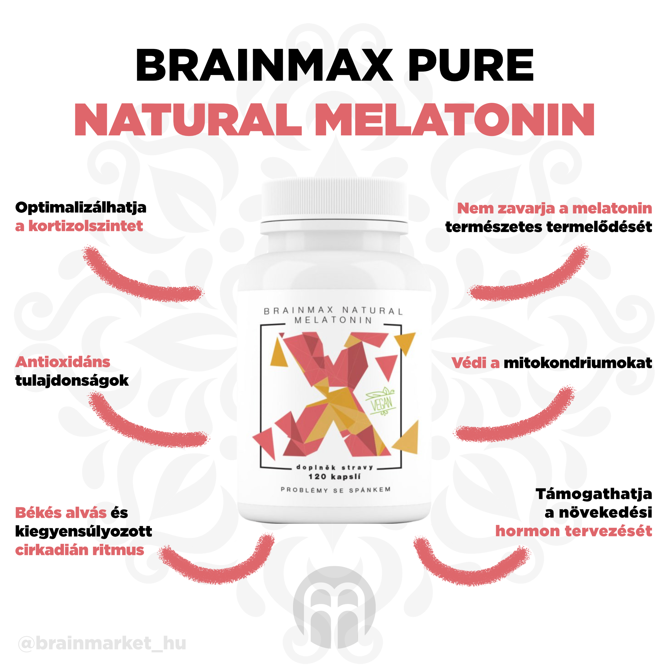 BrainMax Natural Melatonin, 120 rostlinných kapslí Obrázek
