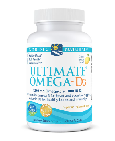 Nordic Naturals Ultimate Omega 1280 mg s vitamínem D, Citron, 60 softgelových kapslí Obrázek