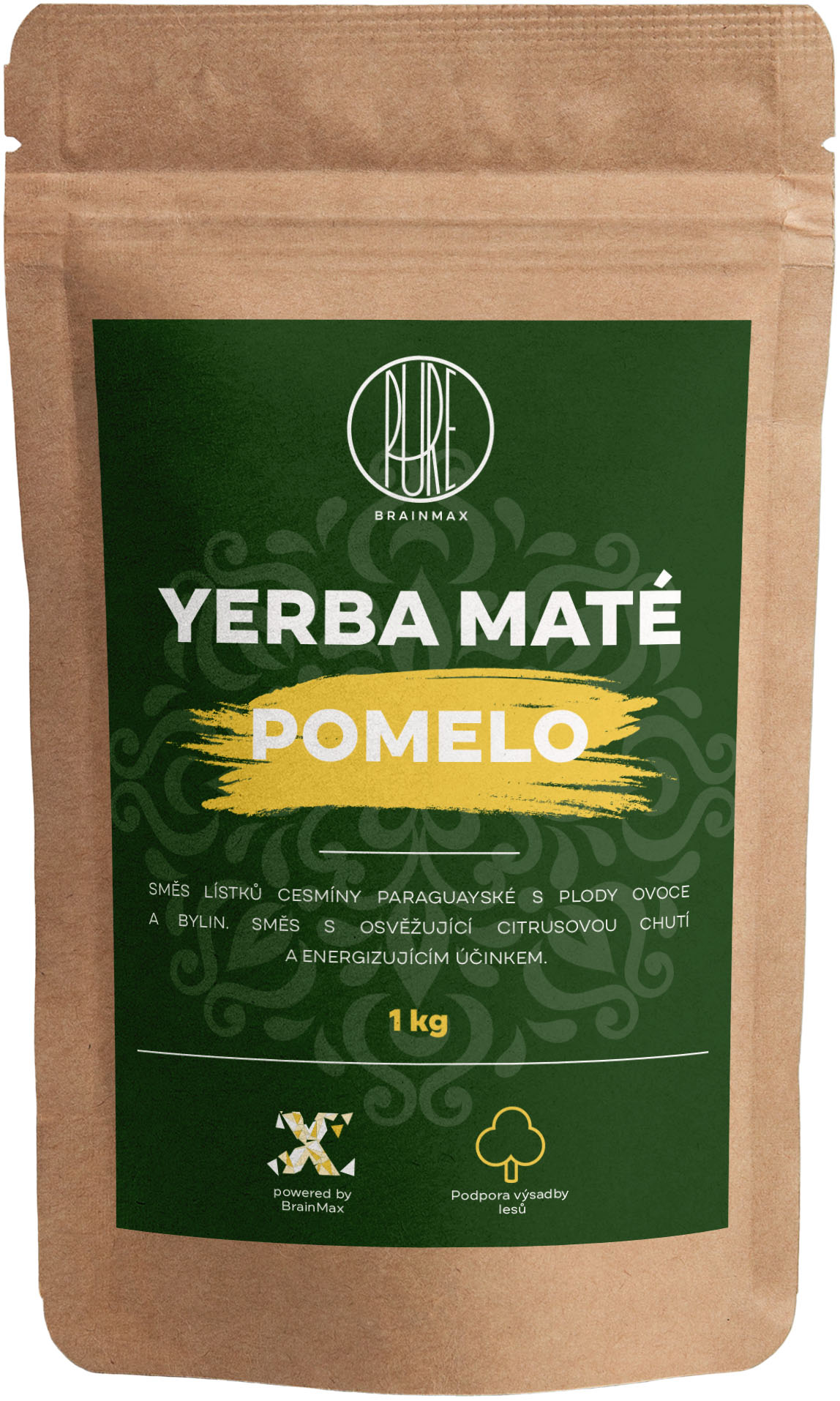 BrainMax Pure Yerba Maté, Pomelo, 1000 g Obrázek