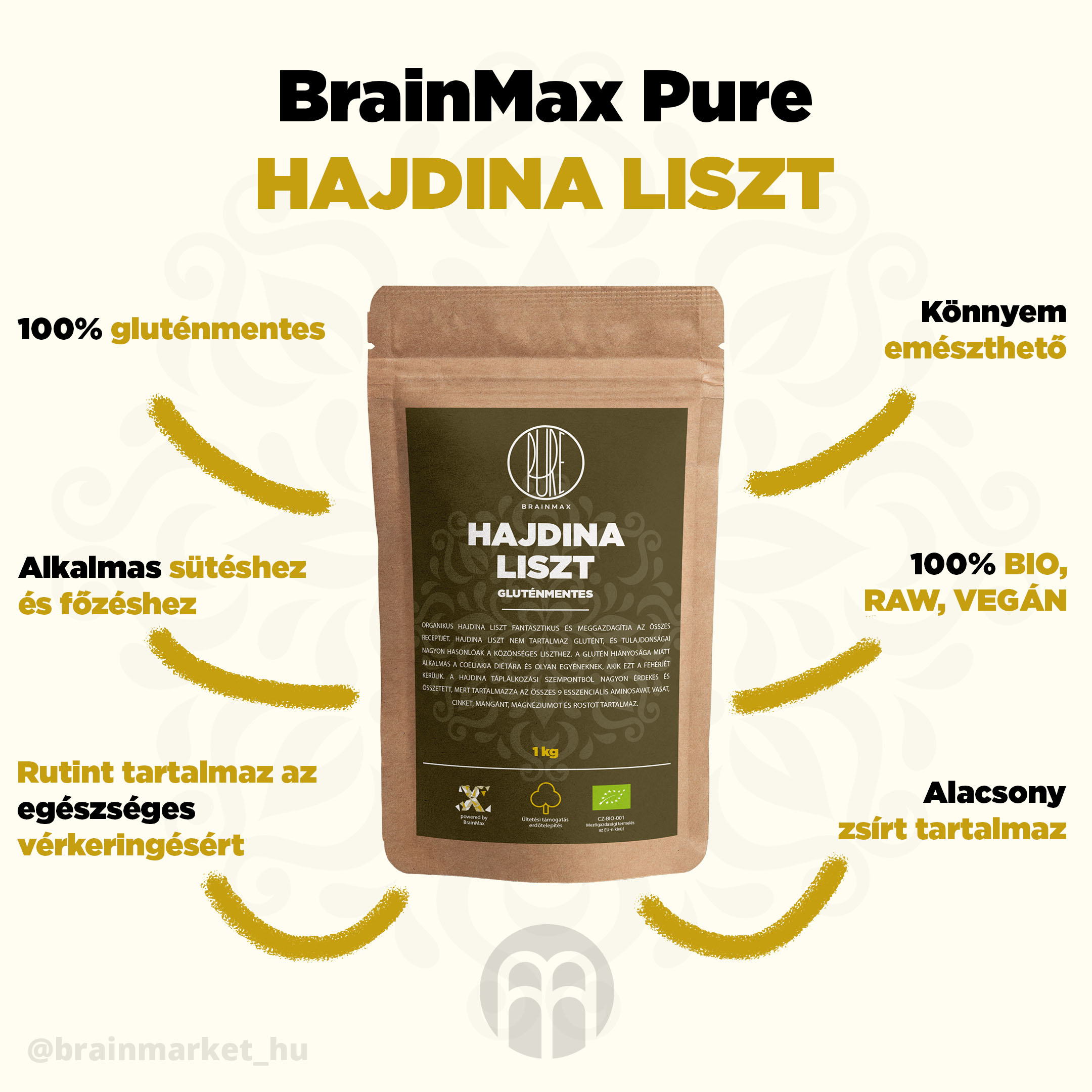 BrainMax Pure Pohanková mouka, bezlepková BIO, 1 kg Obrázek