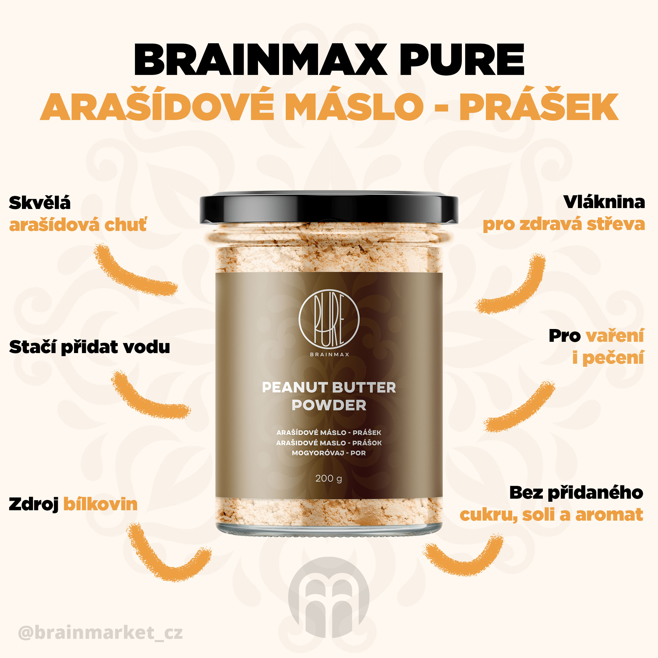 BrainMax Pure Arašídové máslo v prášku, 200g Obrázek