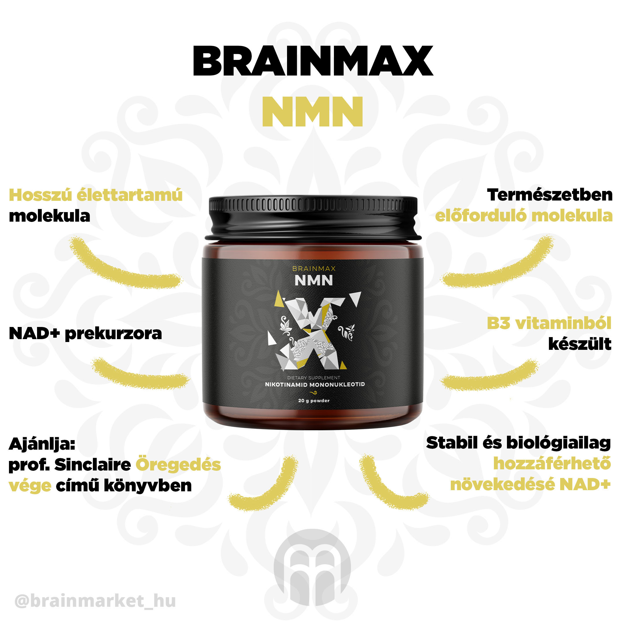 BrainMax eNeMeN, nikotinamid mononukleotid, 20g Obrázek
