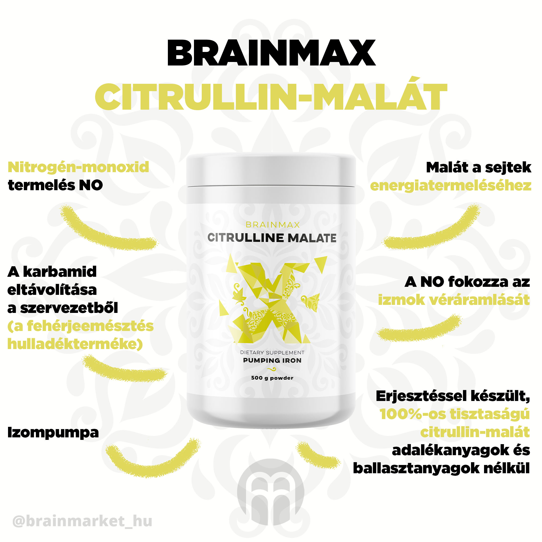 BrainMax Citrulline Malate, Citrulin Malát, 500 g Obrázek