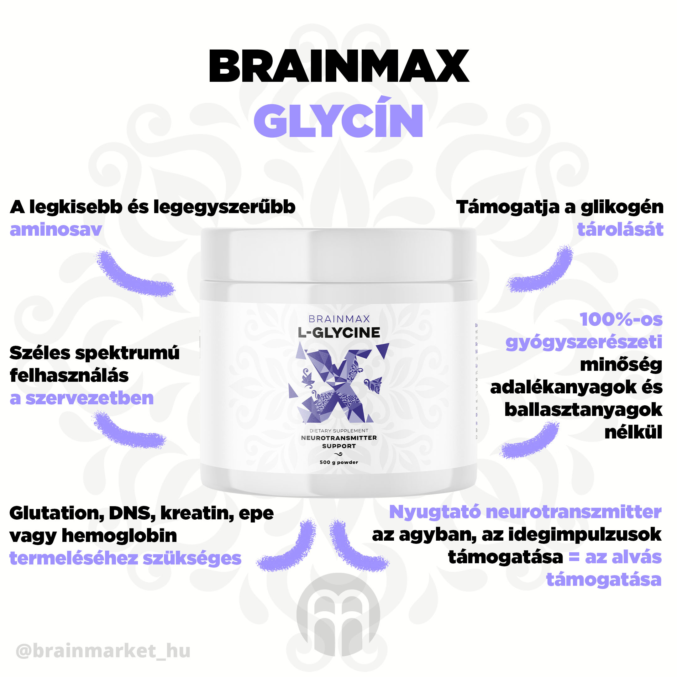 BrainMax Glycine, L-Glycin, 500 g Obrázek
