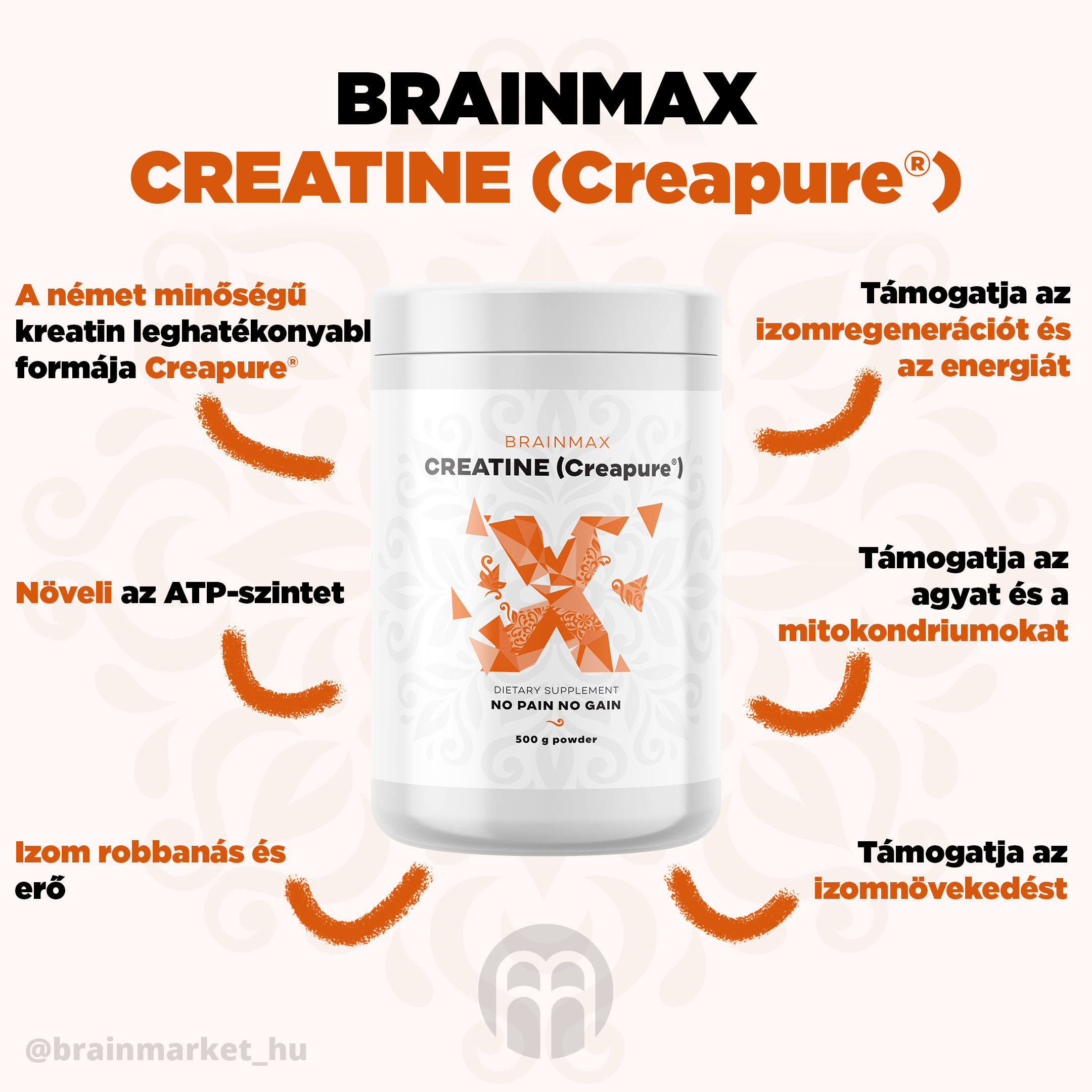 BrainMax Creatine (Creapure®), Kreatin monohydrát, 500 g Obrázek