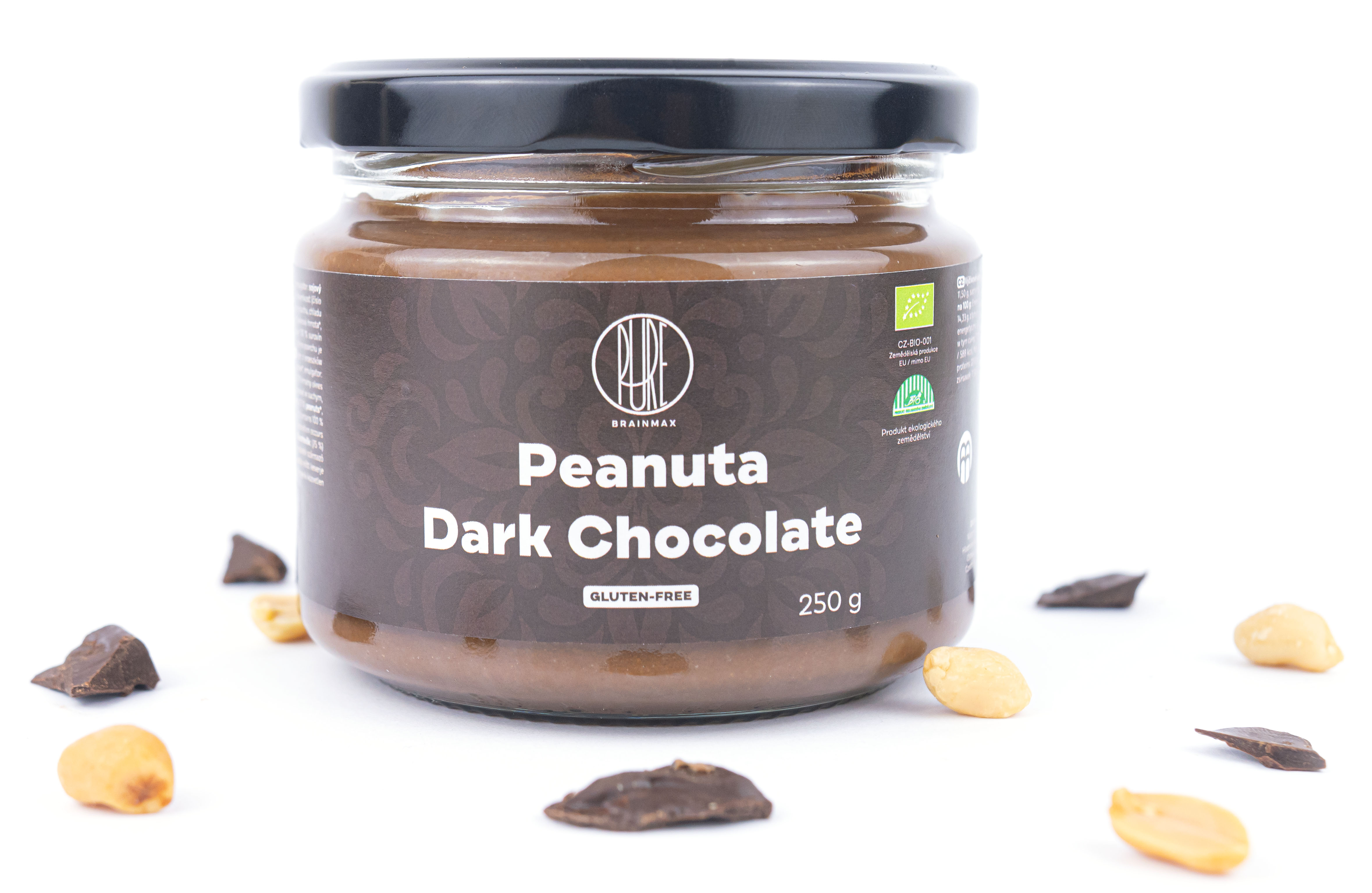 BrainMax Pure Peanuta, Arašídový krém s hořkou čokoládou, BIO, 250 g Obrázek