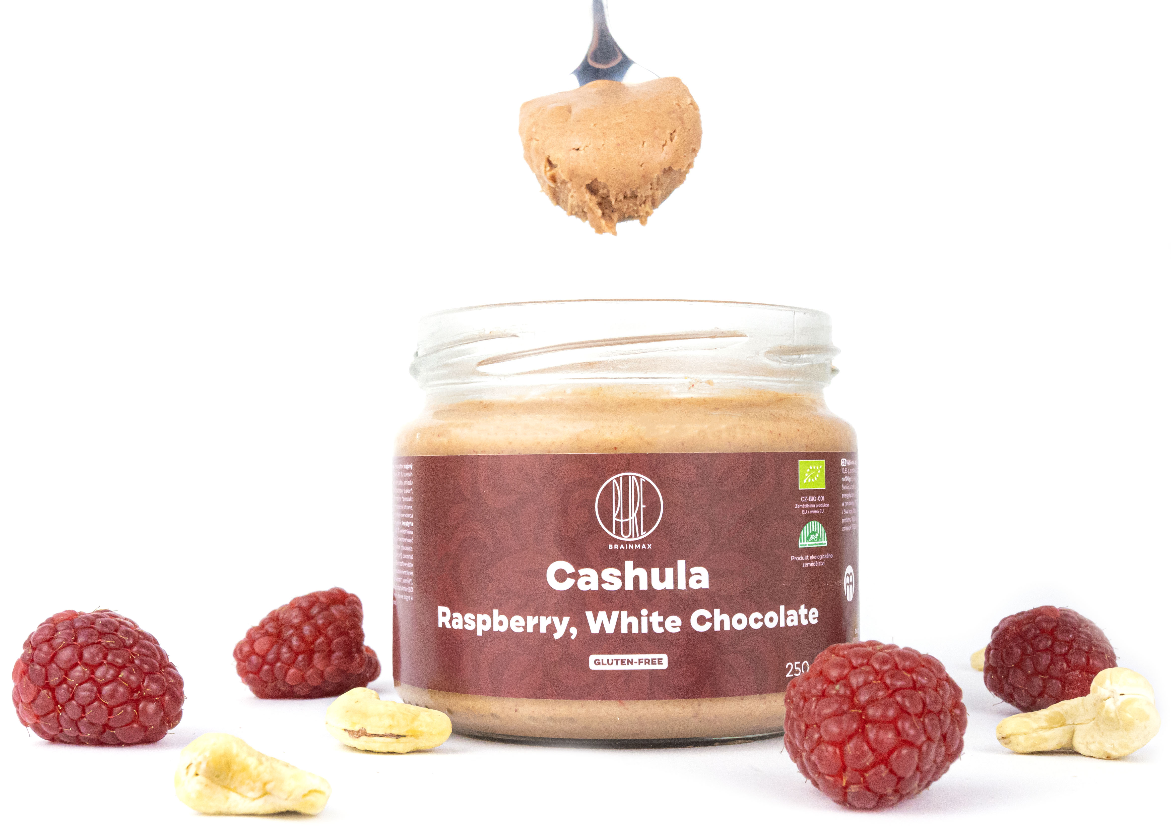 BrainMax Pure Cashula, Kešu krém s malinami a bílou čokoládou, BIO,  250 g Obrázek
