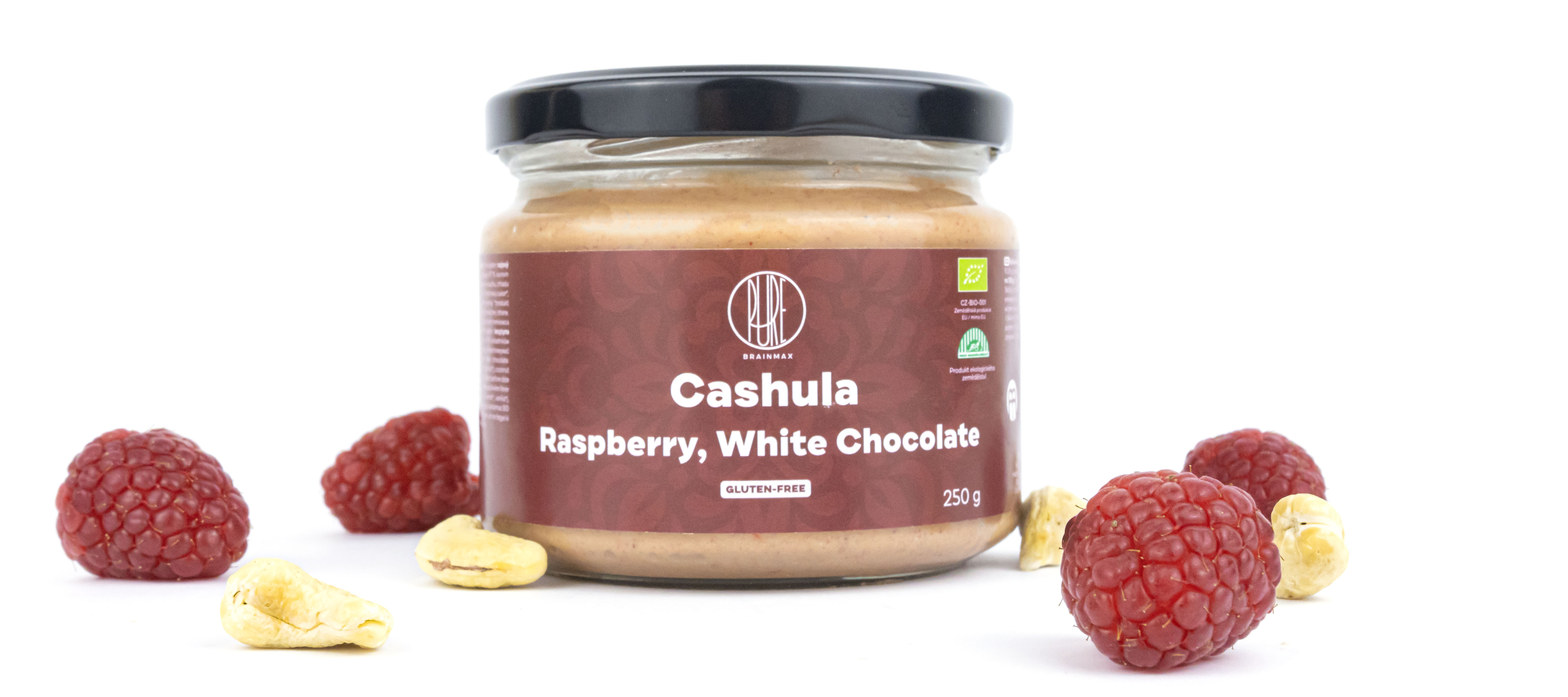 BrainMax Pure Cashula, Kešu krém s malinami a bílou čokoládou, BIO,  250 g Obrázek