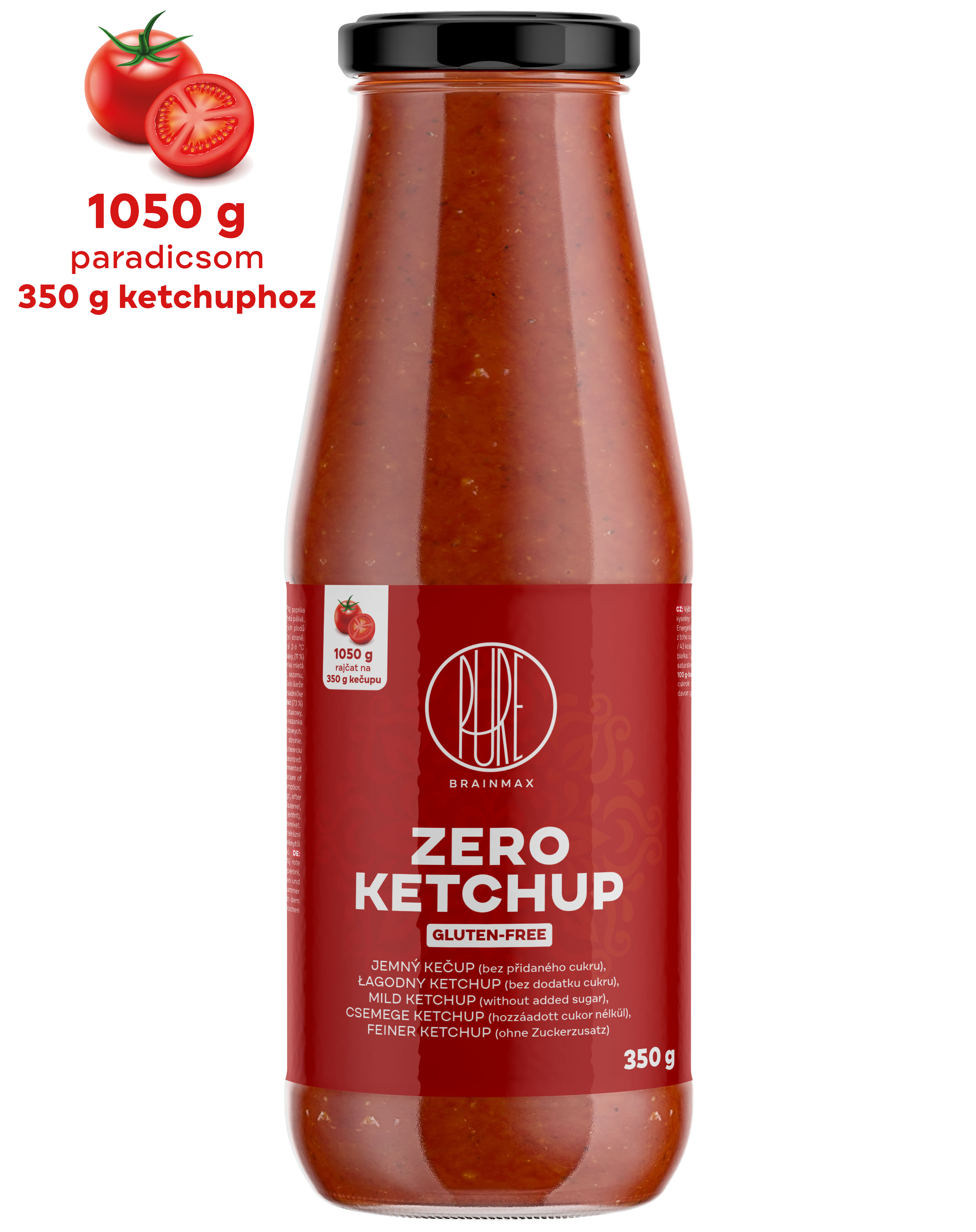 BrainMax Pure Ketchup - ZERO (sladký kečup s erythritolem), 350 g Obrázek