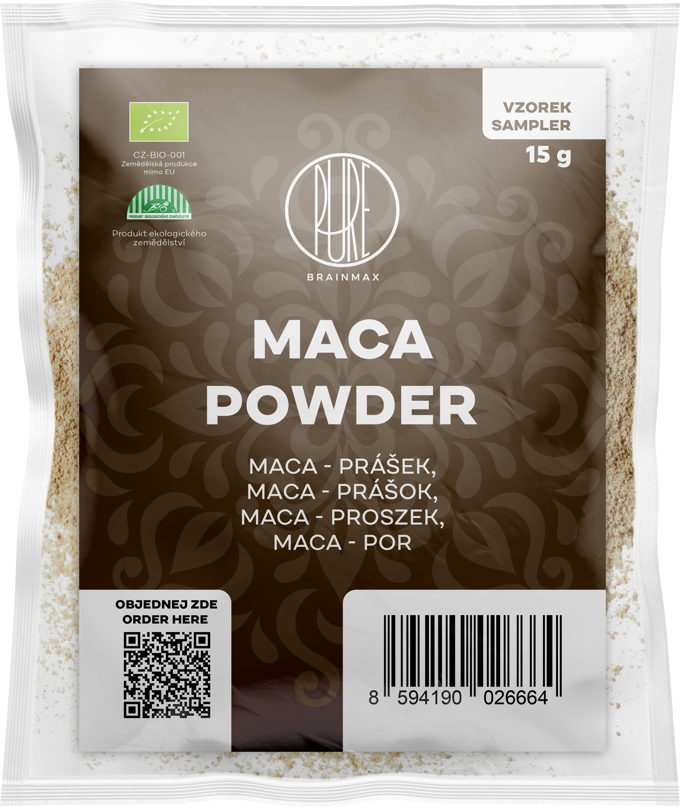 BrainMax Pure Maca BIO prášek, sampler 15 g Obrázek
