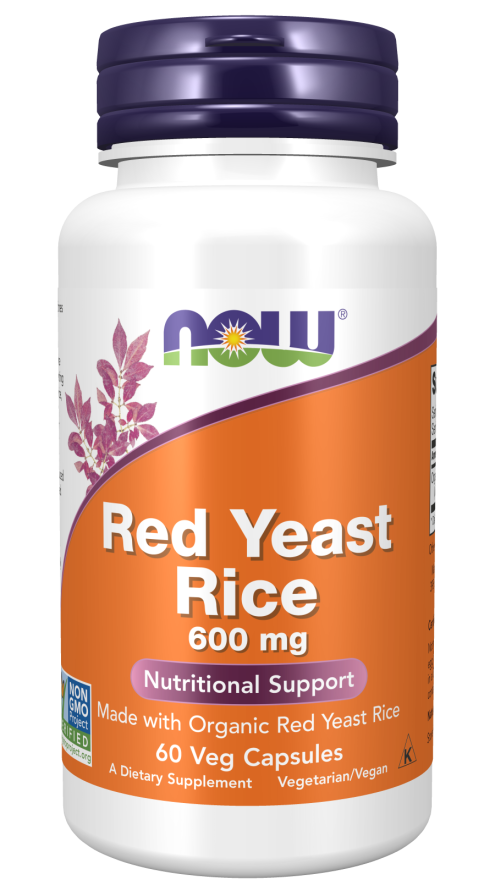 Now® Foods NOW Red Yeast Rice (Červená kvasnicová rýže) 600 mg, 60 rostlinných kapslí Obrázek