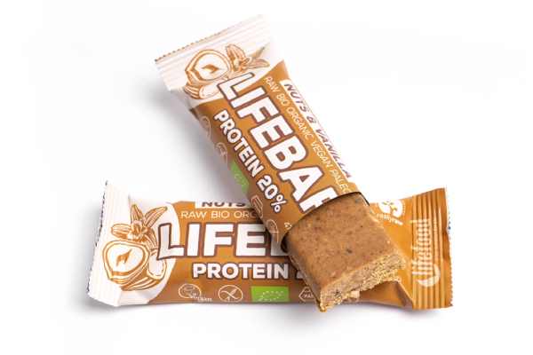 LifeFood - TyčinkaLifebar Protein tyčinka oříšková s vanilkou, BIO, 47 g Obrázek