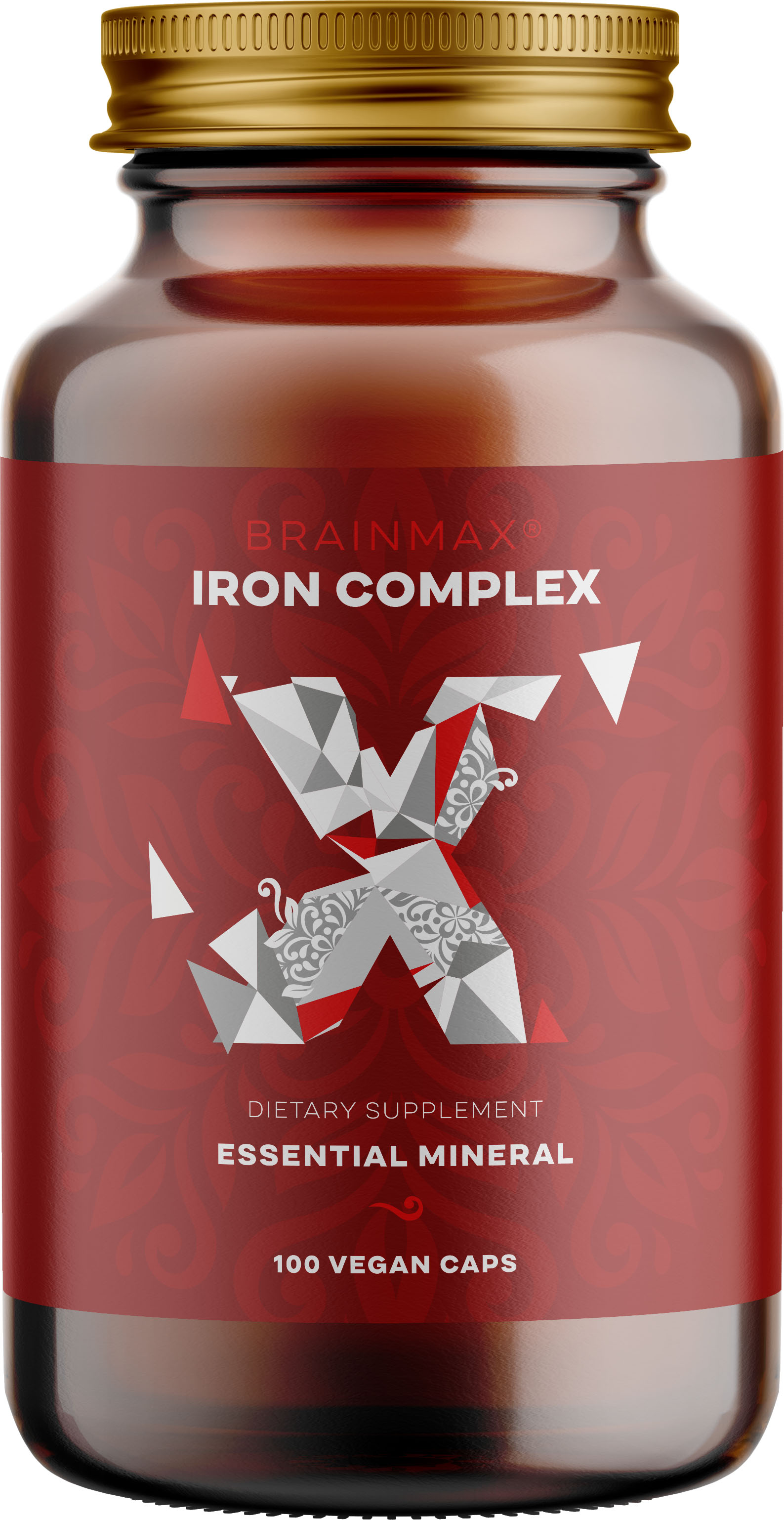 BrainMax Iron Complex, železo bisglycinát, 25 mg, 100 rostlinných kapslí Obrázek