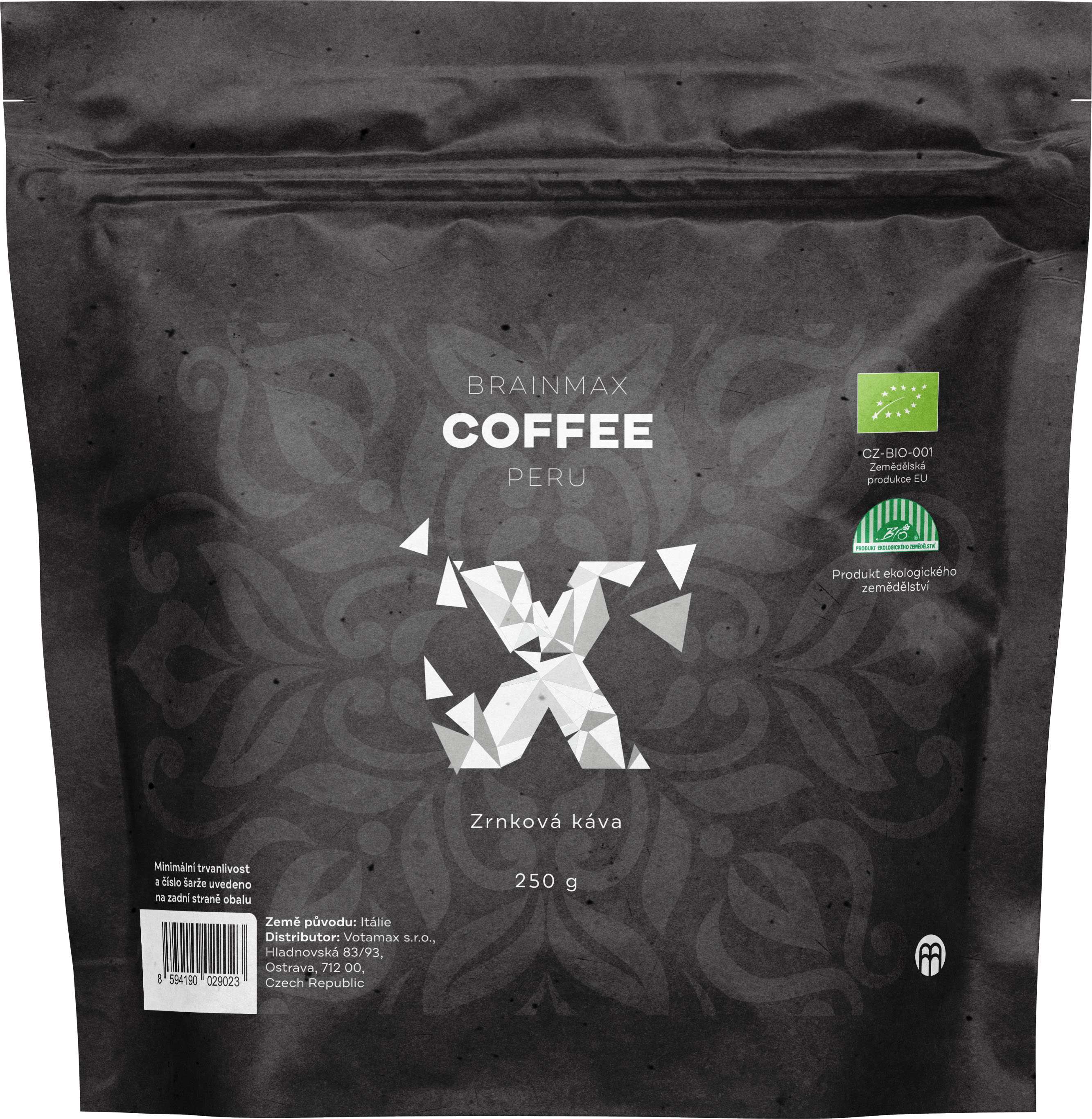 BrainMax Coffee Peru, zrnková káva, BIO, 250 g Obrázek