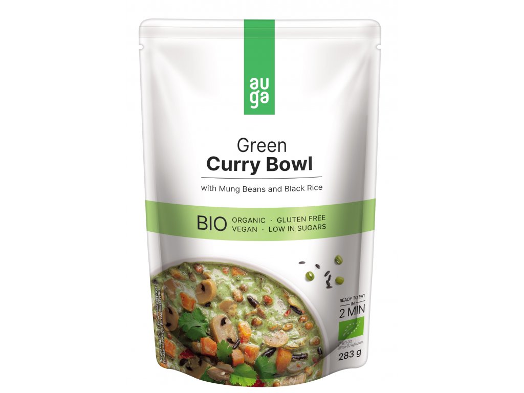 AUGA Bio Green Curry Bowl se zeleným kari kořením, fazolemi mungo a černou rýží, 283g Obrázek